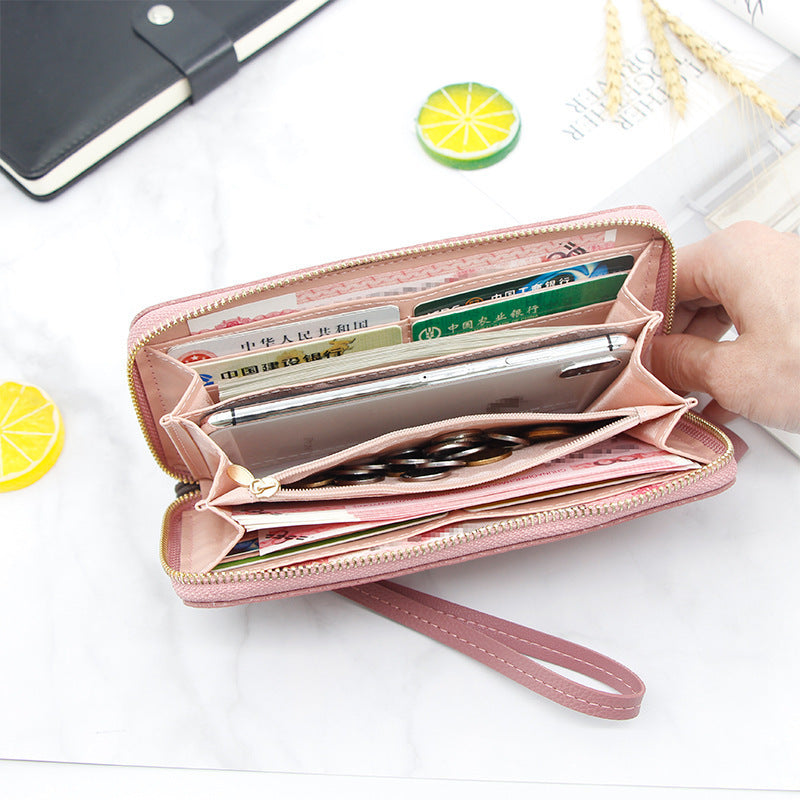 New Korean version of women's long zipper wallet multi-function large-capacity wallet lychee pattern clutch bag factory direct sales