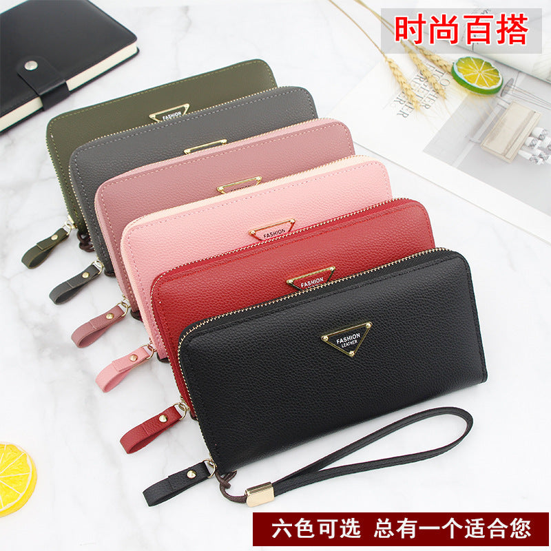 New Korean version of women's long zipper wallet multi-function large-capacity wallet lychee pattern clutch bag factory direct sales