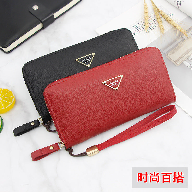 New Korean version of women's long zipper wallet multi-function large-capacity wallet lychee pattern clutch bag factory direct sales