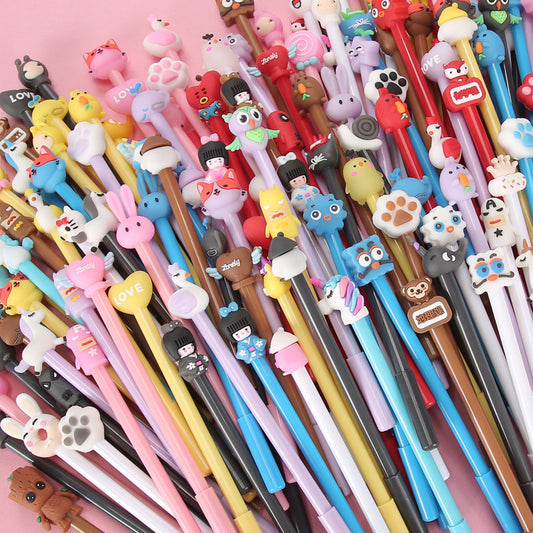 High value cute cute cartoon gel pen student prize 0.5 needle tube carbon pen creative stationery pen wholesale