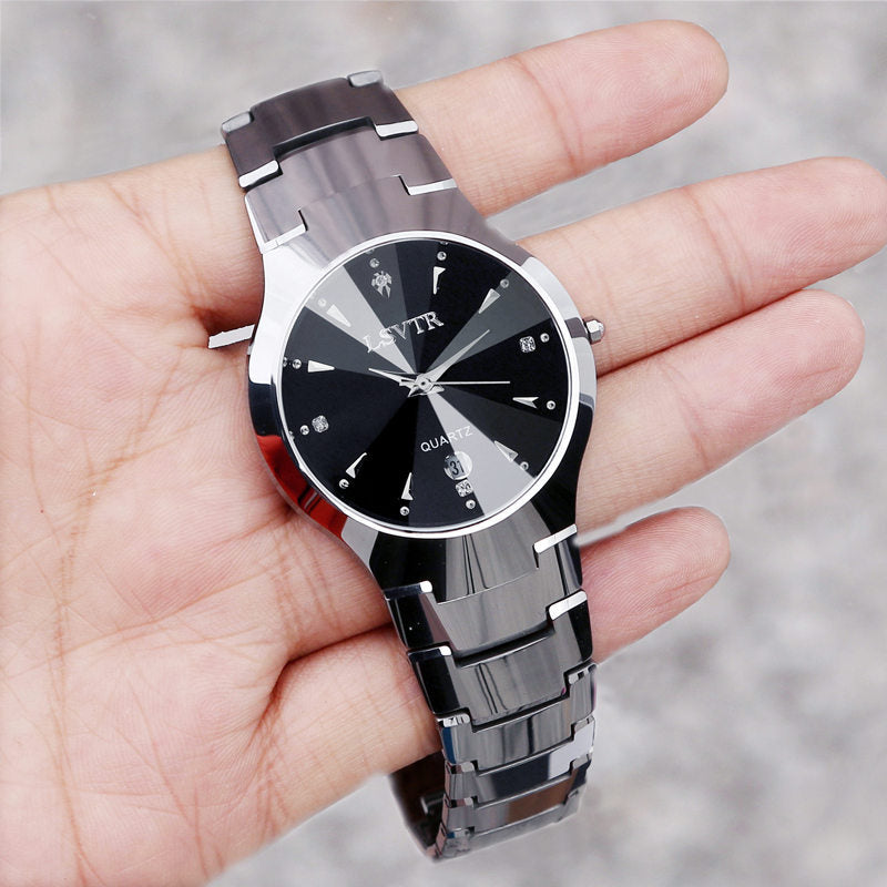 Genuine Watches Women's Men's Watches Tungsten Steel Men's Quartz Date Watches Women's Couples Student Watches