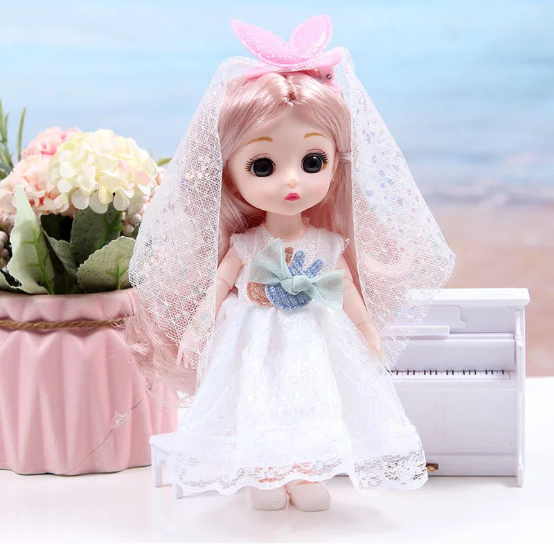 New Fashion  17 CM Beautiful Dress Up Play House Girl BJD Doll