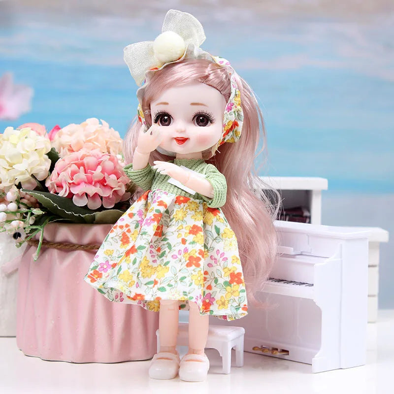 New Fashion  17 CM Beautiful Dress Up Play House Girl BJD Doll