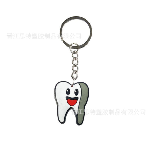 Dental dentist series cartoon keychain jewelry accessories PVC soft rubber key chain pendant wholesale cross-border