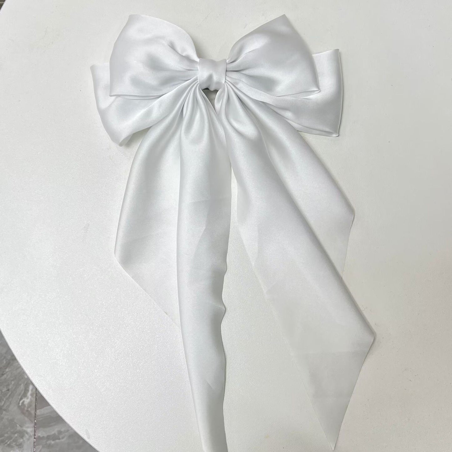 Cross-border long satin bow streamers, hairpins, spring clips, explosive oversized solid color hairpins on the back of the head, hairpins, women's jewelry