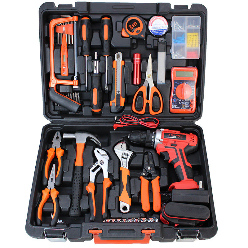 Hardware tool box full set home decoration tool set multi-functional portable 21V lithium battery impact drill