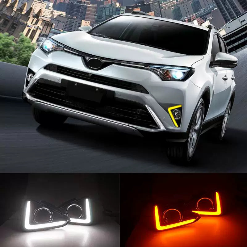 Applicable to 16 17 18 19 Toyota RAV4 Rongfang daytime running lights modified LED daytime running lights front fog lights