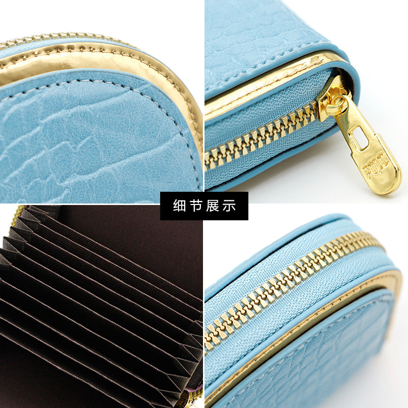 New women's card holder retro stone organ card holder large capacity multi-card card holder zipper bag clutch