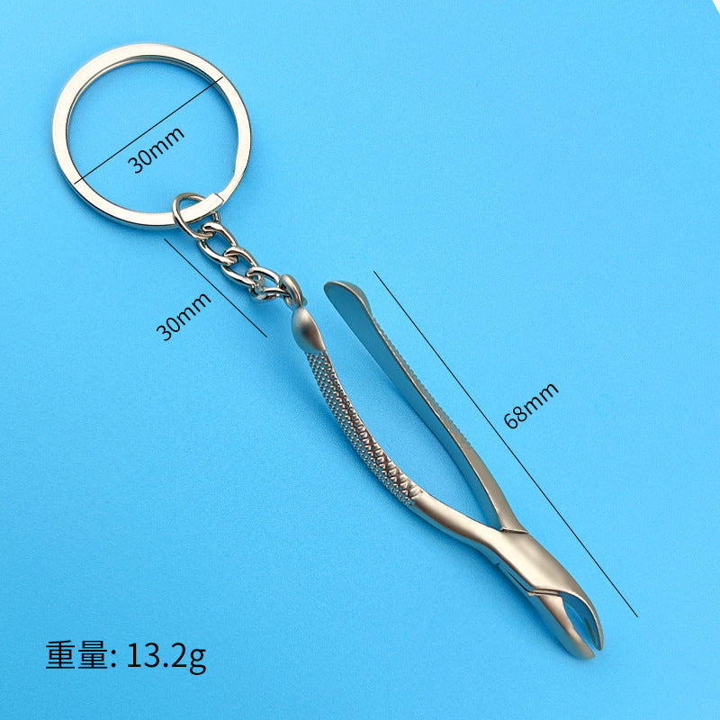 Creative Artificial Tooth Keychain, Dental Promotional Small Gifts, Hang-up Dentist Tools, Keychain, Dental Mirror, Dental Forceps