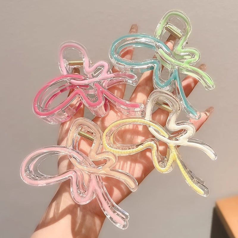 The new dripping oil gradient fresh butterfly shark clip back of the head grab clip girl's heart hair ornament headdress grab clip spring and summer