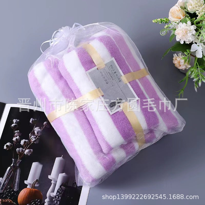 Cationic Warp Knitted Coral Fleece Water Corrugated Towel Bath Towel Set Soft Absorbent Bath Towel Letter Set Towel