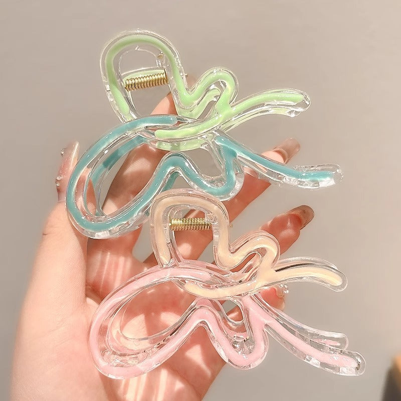 The new dripping oil gradient fresh butterfly shark clip back of the head grab clip girl's heart hair ornament headdress grab clip spring and summer