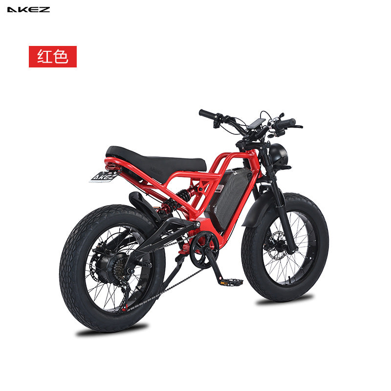 Overseas warehouse AKEZ EBIKE 20 inch lithium battery off-road aluminum alloy soft tail car snow power-assisted motorcycle