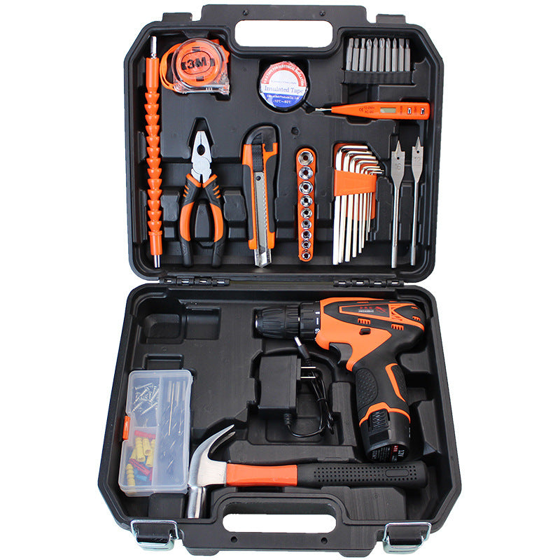 Hardware tool box full set home decoration tool set multi-functional portable 21V lithium battery impact drill