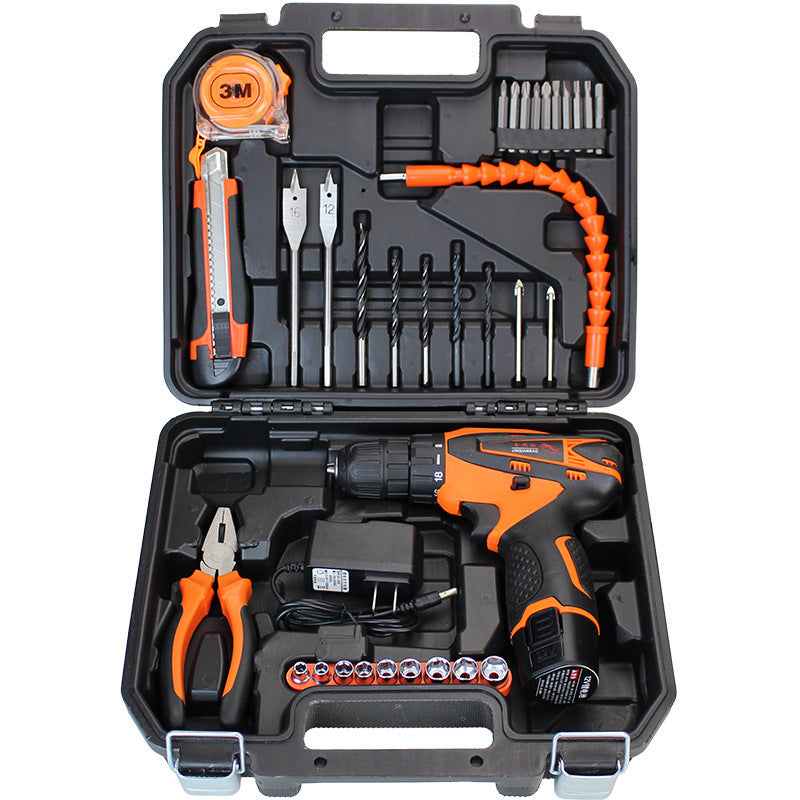 Hardware tool box full set home decoration tool set multi-functional portable 21V lithium battery impact drill