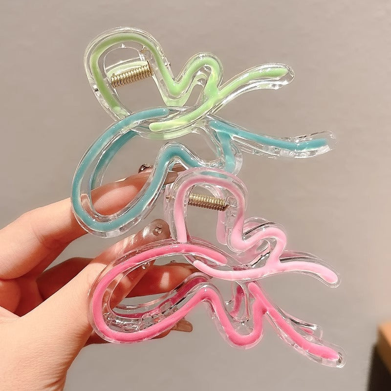 The new dripping oil gradient fresh butterfly shark clip back of the head grab clip girl's heart hair ornament headdress grab clip spring and summer