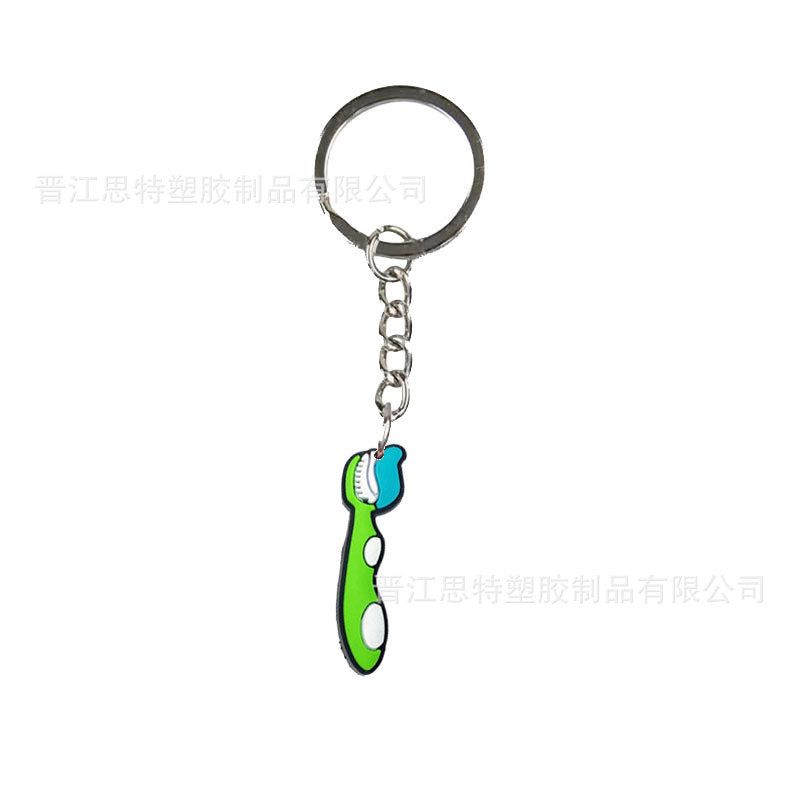 Dental dentist series cartoon keychain jewelry accessories PVC soft rubber key chain pendant wholesale cross-border