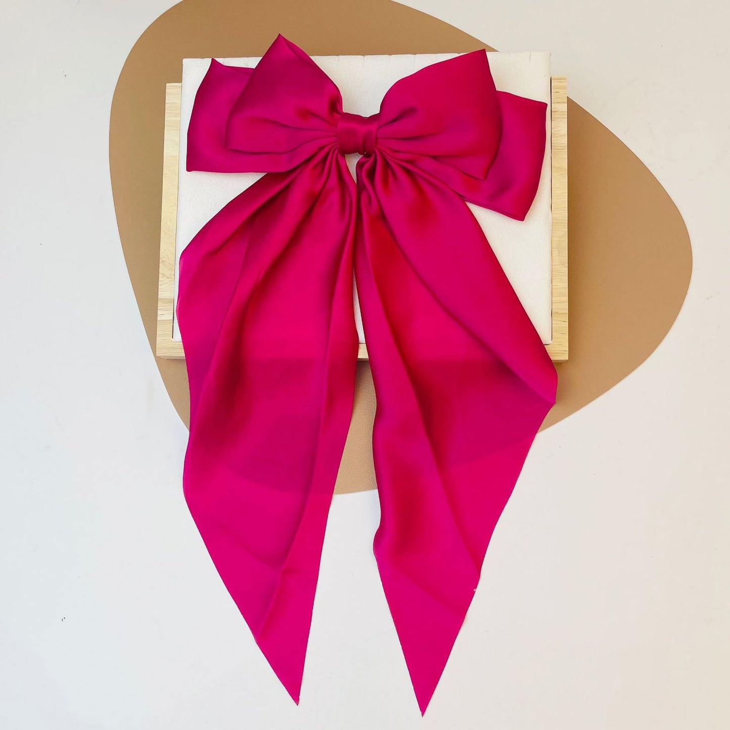 Cross-border long satin bow streamers, hairpins, spring clips, explosive oversized solid color hairpins on the back of the head, hairpins, women's jewelry