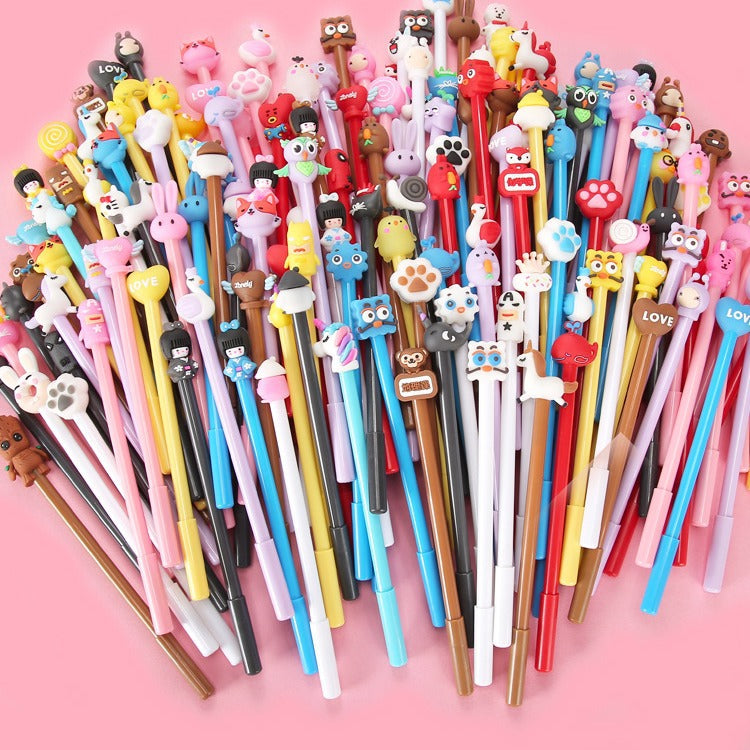 High value cute cute cartoon gel pen student prize 0.5 needle tube carbon pen creative stationery pen wholesale