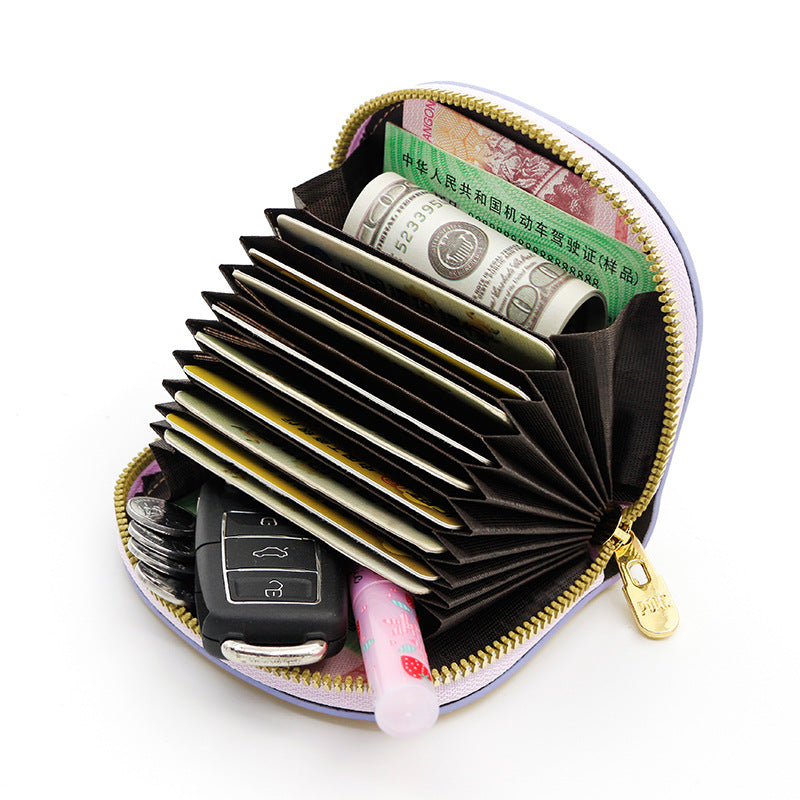 New women's card holder retro stone organ card holder large capacity multi-card card holder zipper bag clutch