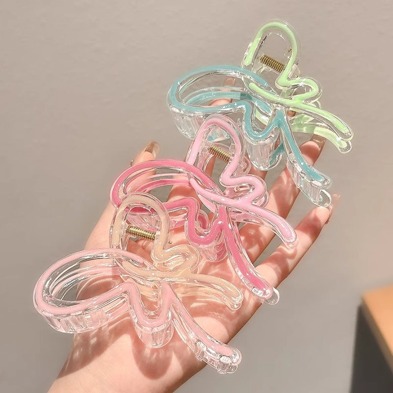 The new dripping oil gradient fresh butterfly shark clip back of the head grab clip girl's heart hair ornament headdress grab clip spring and summer