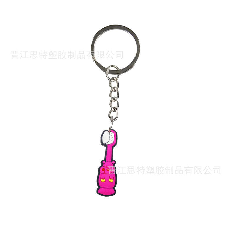 Dental dentist series cartoon keychain jewelry accessories PVC soft rubber key chain pendant wholesale cross-border