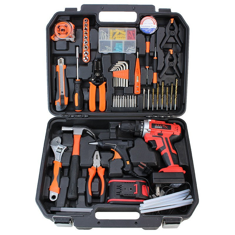 Hardware tool box full set home decoration tool set multi-functional portable 21V lithium battery impact drill