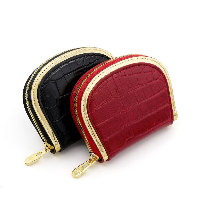 New women's card holder retro stone organ card holder large capacity multi-card card holder zipper bag clutch