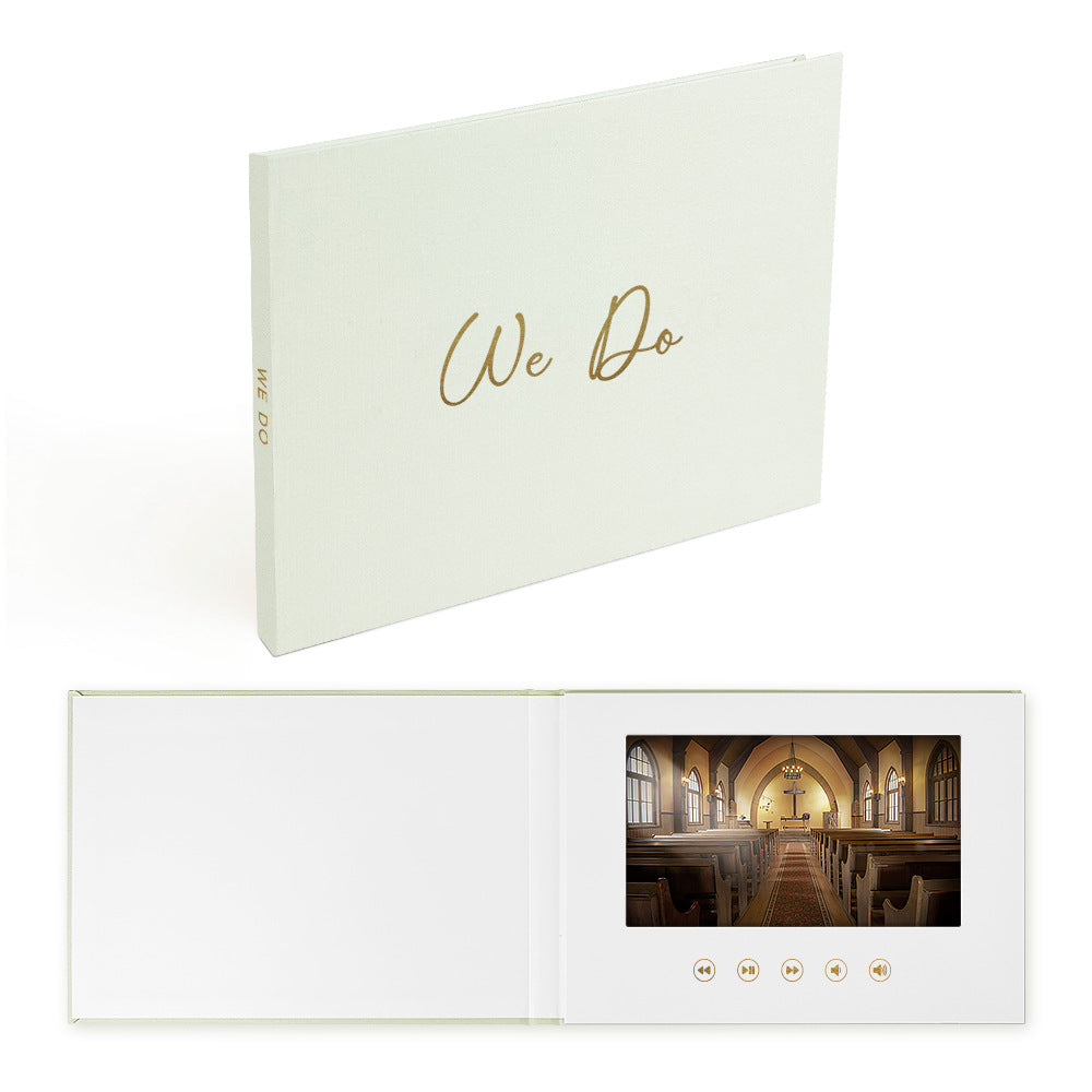 Multifunctional wedding video greeting card video invitation linen video brochure