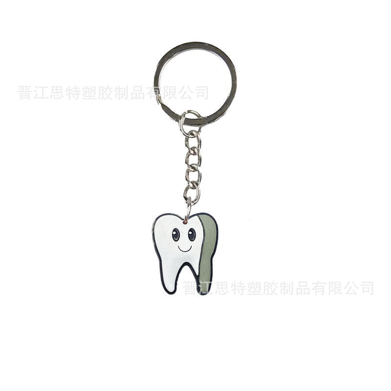 Dental dentist series cartoon keychain jewelry accessories PVC soft rubber key chain pendant wholesale cross-border