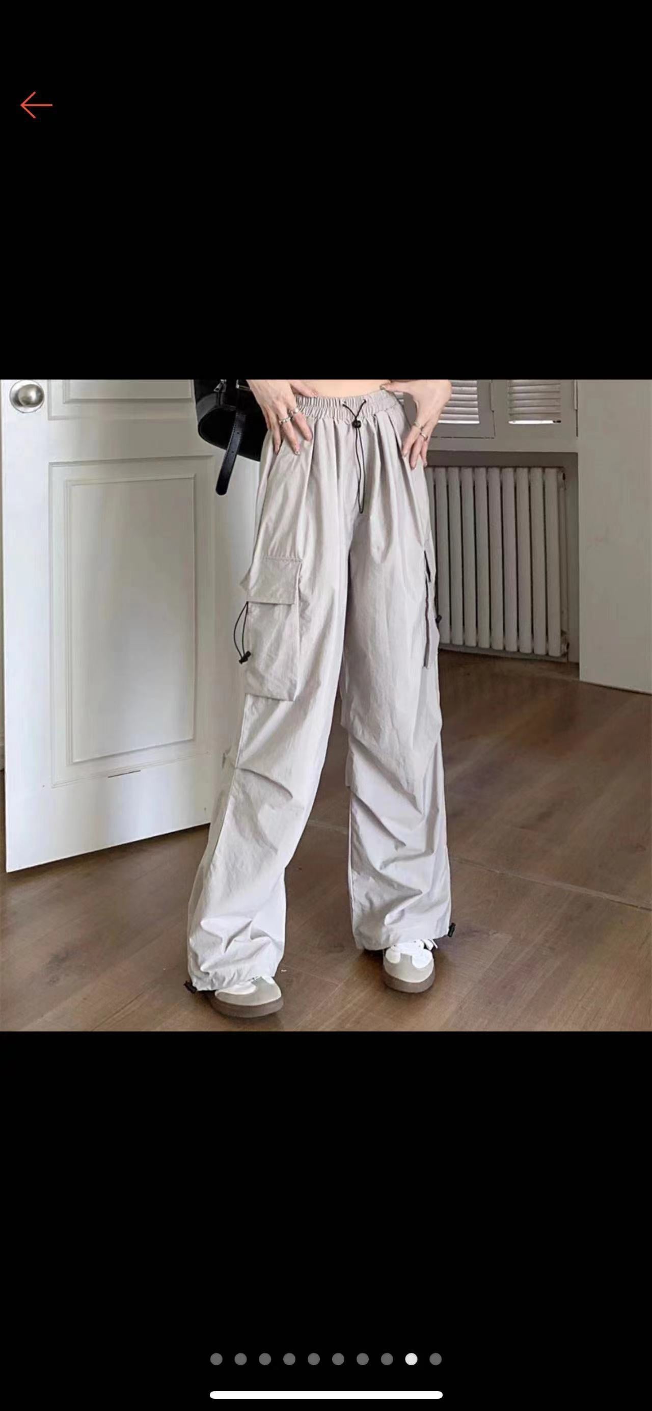 Nylon quick-drying cargo pants women's summer new American parachute pants high waist wide leg casual corset sweatpants