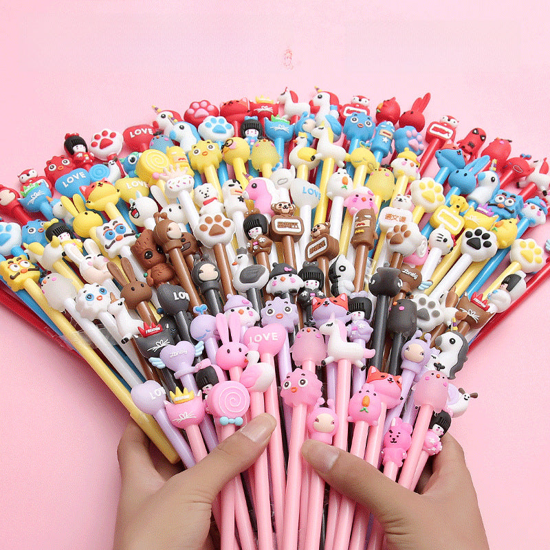 High value cute cute cartoon gel pen student prize 0.5 needle tube carbon pen creative stationery pen wholesale