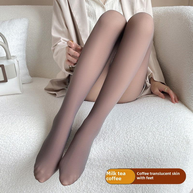 Cross-border plus size flight attendant gray pantyhose autumn and winter fake through the flesh thickened transparent female bare leg artifact one-piece leggings