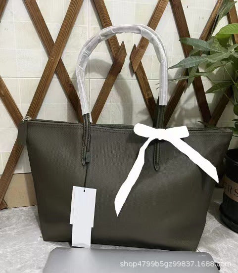 French fashion popular convenience tote bag large bucket shoulder bag women's large capacity tote bag solid color commuter bag