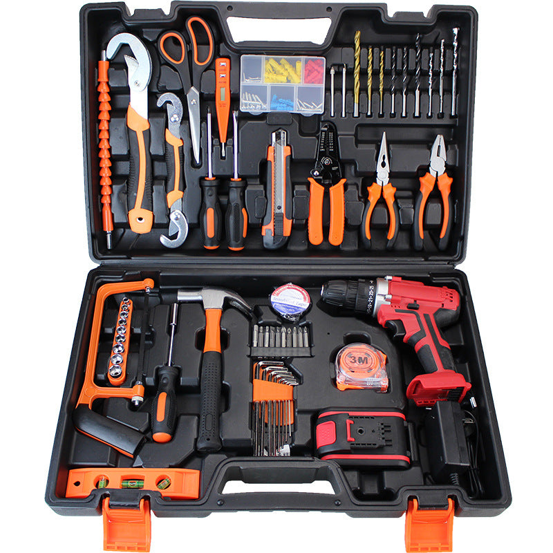 Hardware tool box full set home decoration tool set multi-functional portable 21V lithium battery impact drill