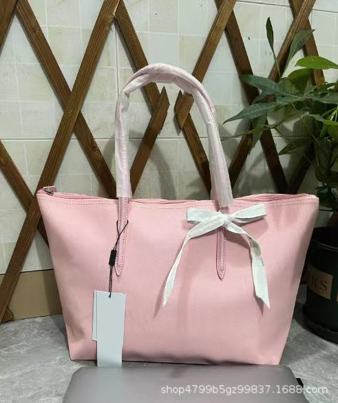 French fashion popular convenience tote bag large bucket shoulder bag women's large capacity tote bag solid color commuter bag