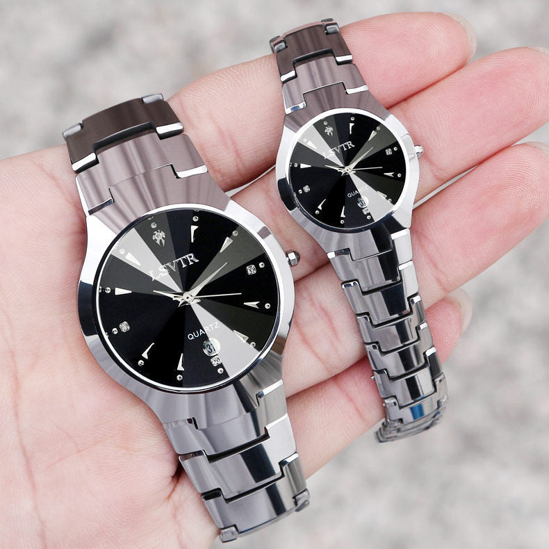 Genuine Watches Women's Men's Watches Tungsten Steel Men's Quartz Date Watches Women's Couples Student Watches